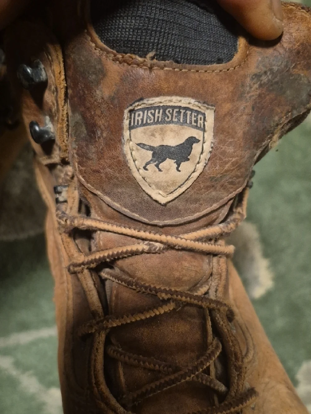 Irish Setter Brown Leather Work Boots with Black Collar